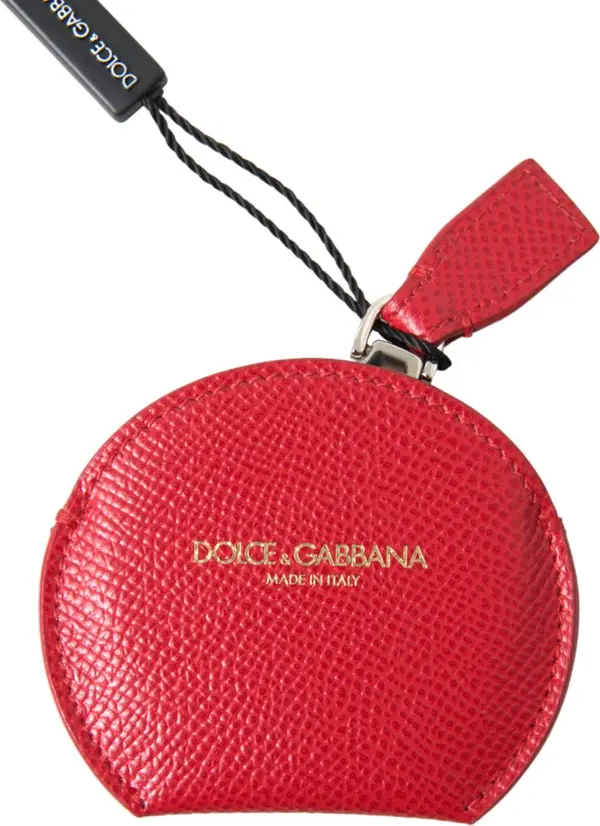 Red Calfskin Leather Hand Mirror Holder