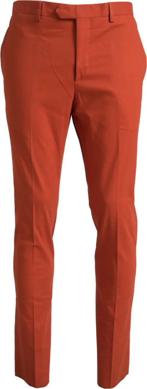 Orange Straight Fit Men Formal Trousers Pants