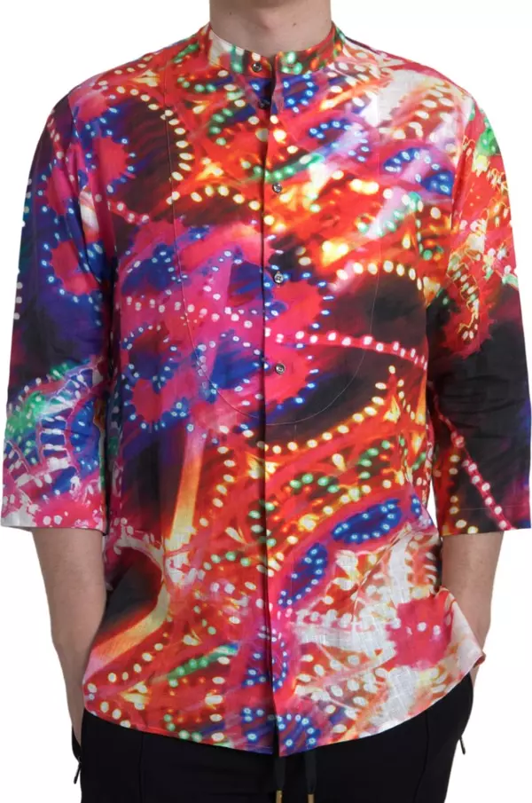 Multicolor Luminarie Print Linen Shirt