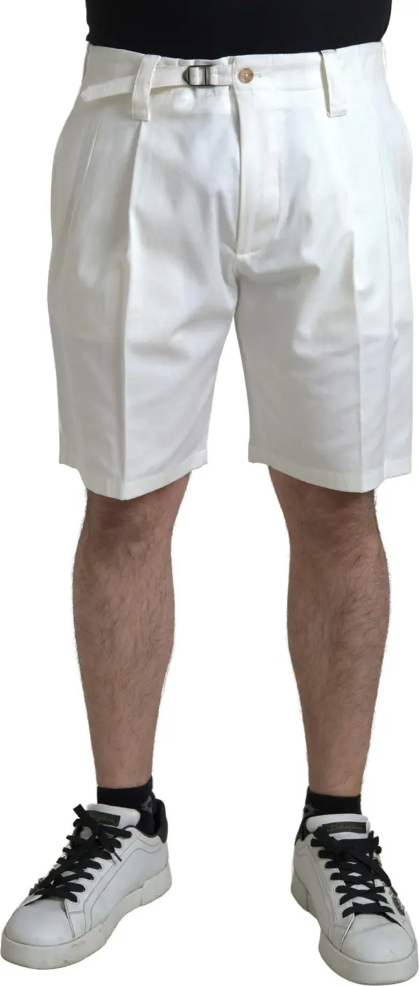 White Cotton Stretch Men Bermuda Denim Shorts