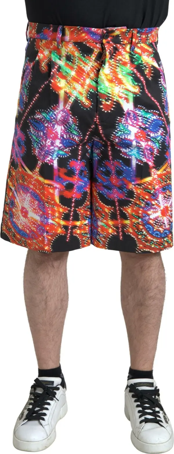 Multicolor Printed Cotton Men Bermuda Shorts