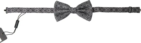 Black White Pattern Adjustable Neck Papillon Bow Tie