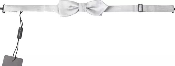 Gray Silk Adjustable Men Neck Papillon Bow Tie
