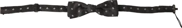 Black Patterned Silk Adjustable Men Neck Papillon Bow Tie