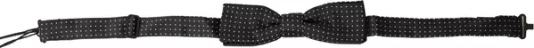 Black Polka Dot Silk Adjustable Men Neck Papillon Bow Tie