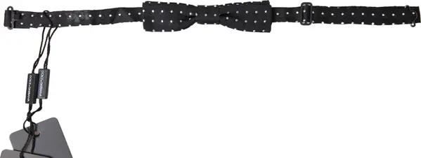 Black Polka Dot Silk Adjustable Men Neck Papillon Bow Tie