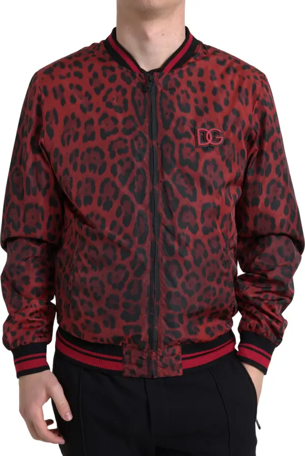 Red Leopard Bomber Short Coat Jacket