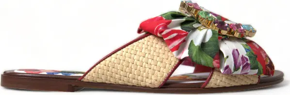 Multicolor Floral Flats Crystal Sandals Shoes