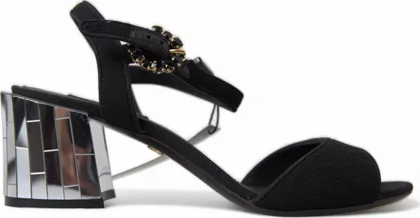 Black Crystals Ankle Strap Sandals Shoes