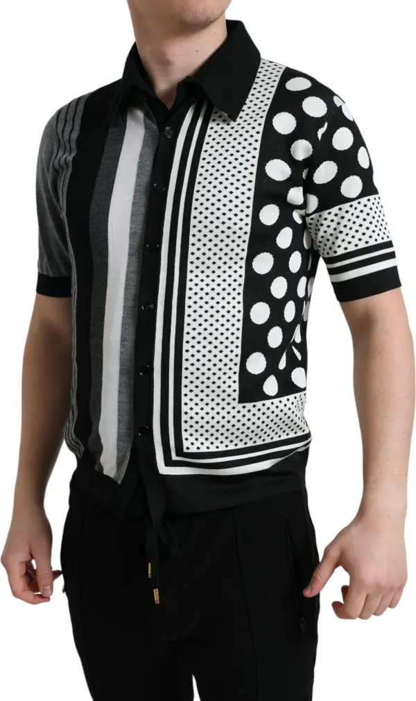 Black White Jumper Cardigan Polo Sweater