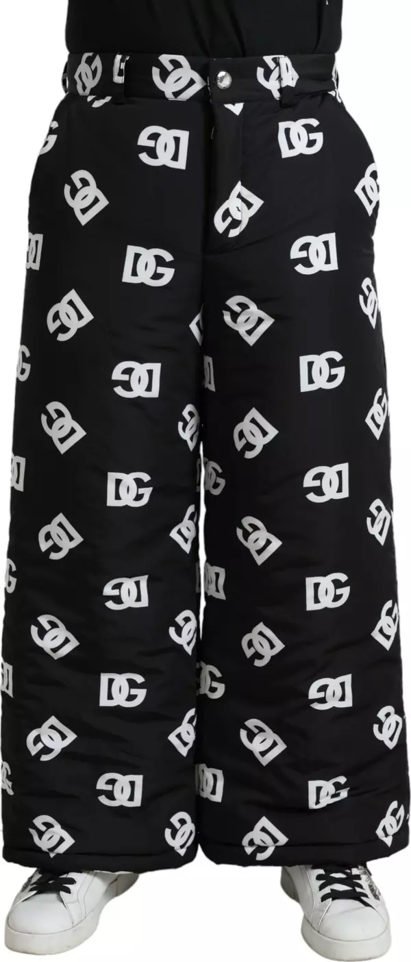 Black Logo DG Print Wide Leg Pants