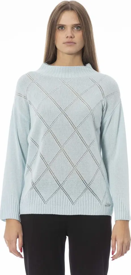 Light Blue Wool Women Sweater