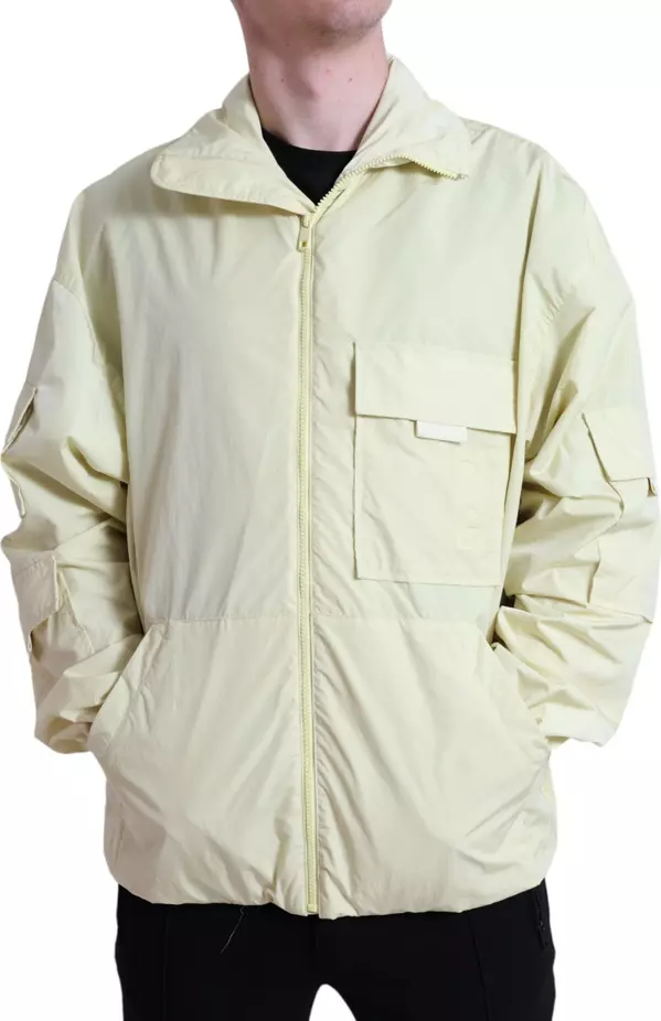 Yellow Nylon Collared Full Zip Parka Jacket