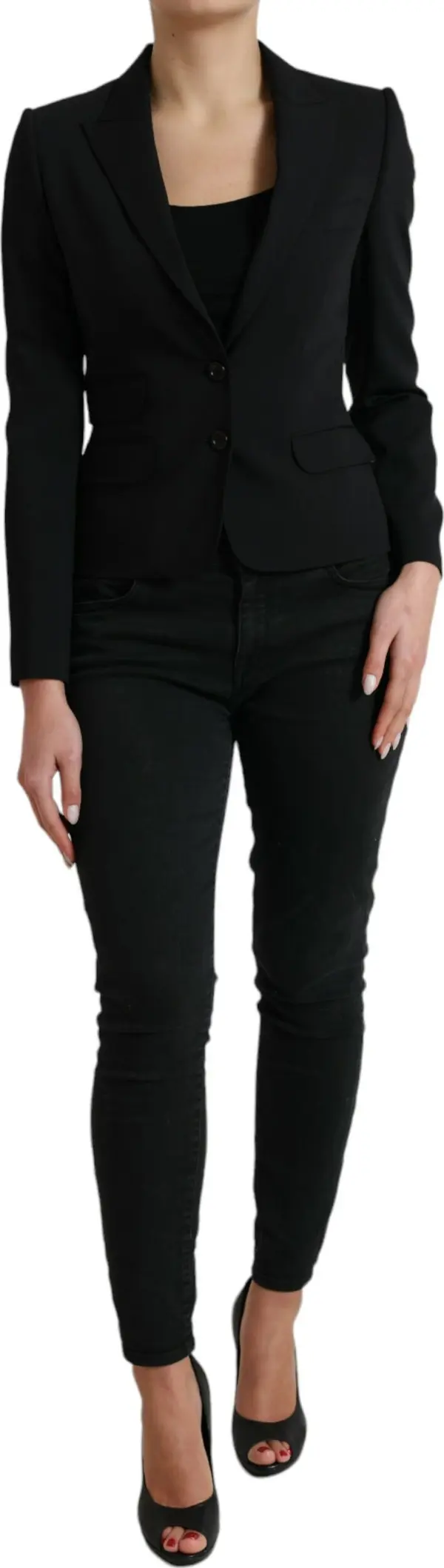 Black Wool Single Breasted Blazer Coat Jacket