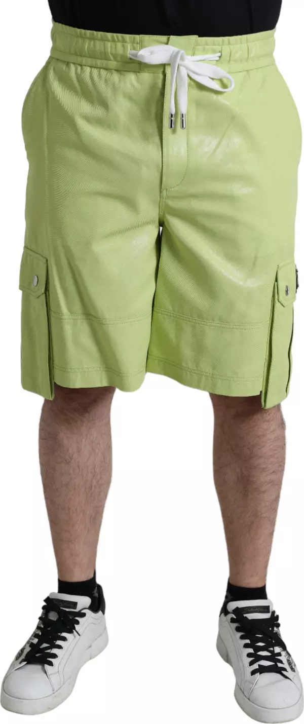 Light Green Cotton Men Cargo Bermuda Shorts