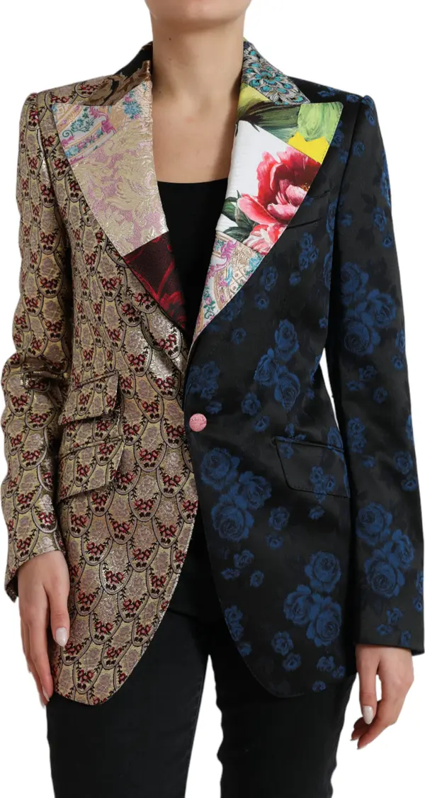 Multicolor Floral Patchwork Jacquard Jacket