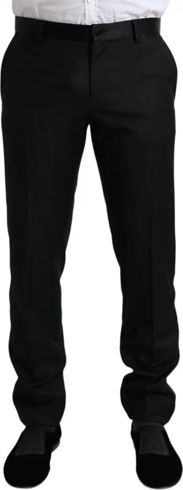 Black Wool Slim Fit Formal Trouser Dress Pants