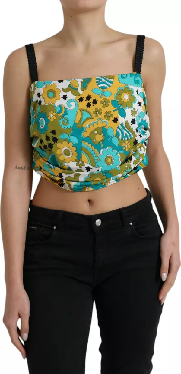 Multicolor Floral Sleeveless Cropped Top