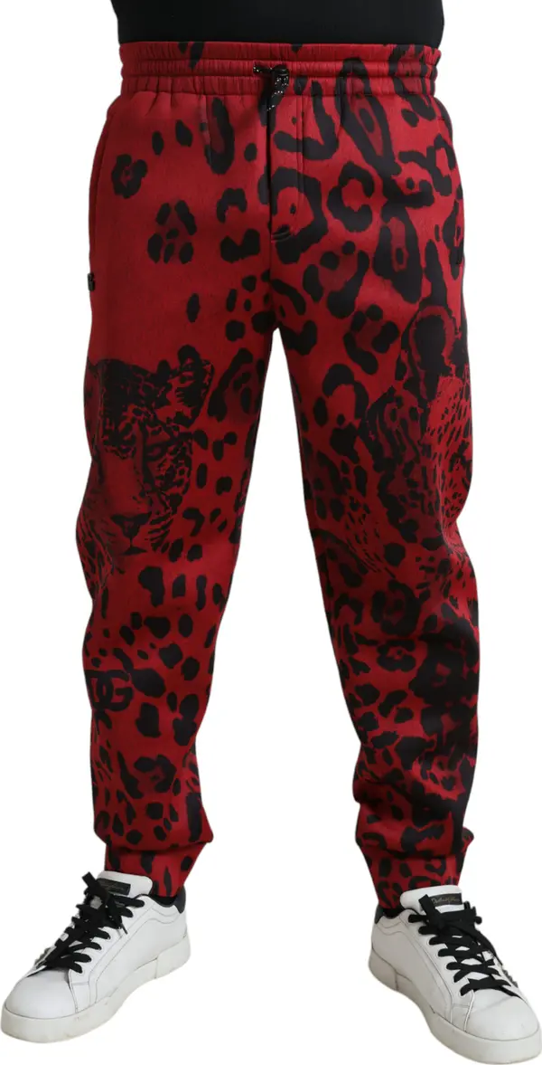 Red Black Leopard Stretch Jogger Pants