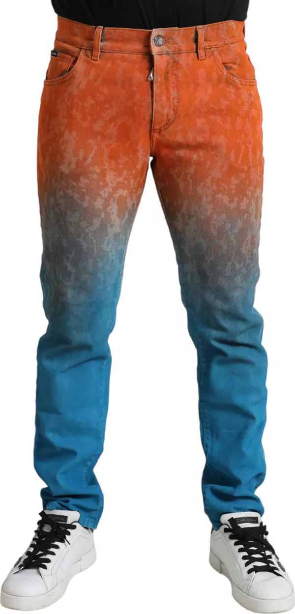 Multicolor Ombre Cotton Slim Fit Denim Jeans