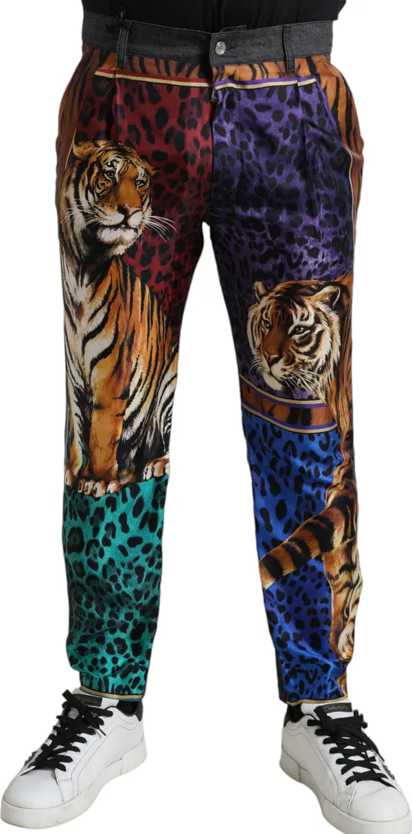 Multicolor Tiger Cotton Loose Denim Jeans