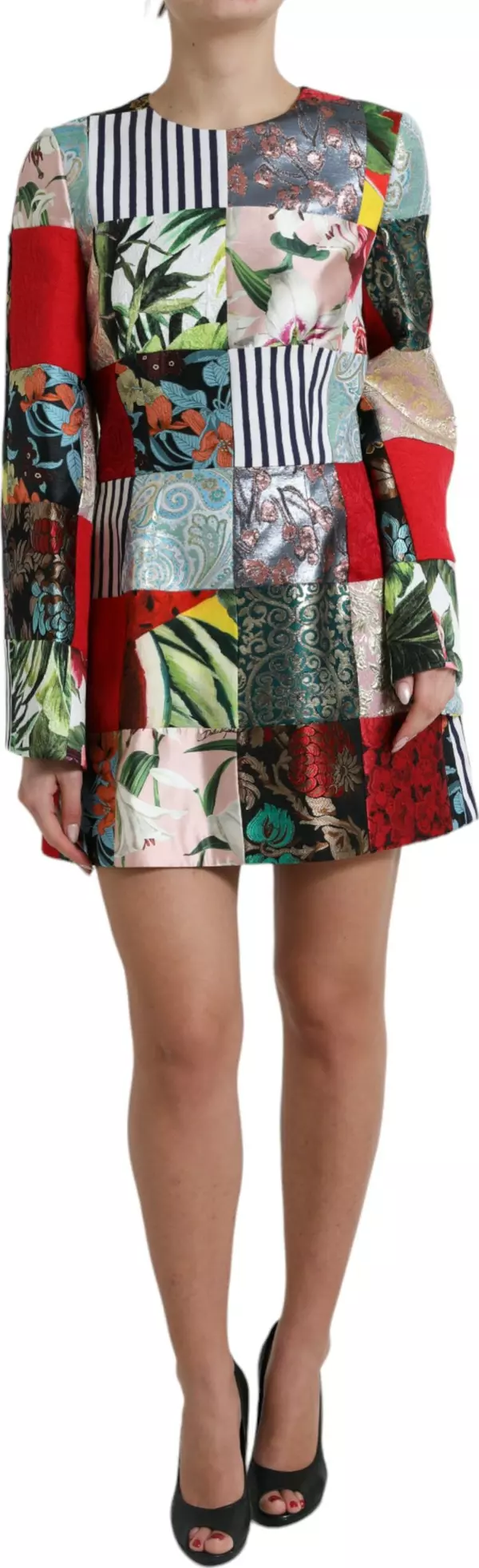 Multicolor Floral Patchwork Shift Mini Dress