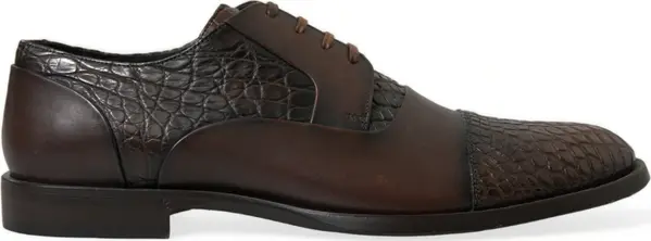 Brown Exotic Leather Lace Up Oxford Dress Shoes