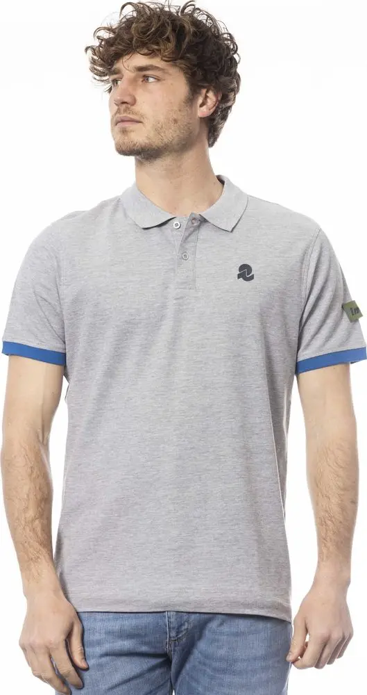 Gray Cotton Men Polo Shirt