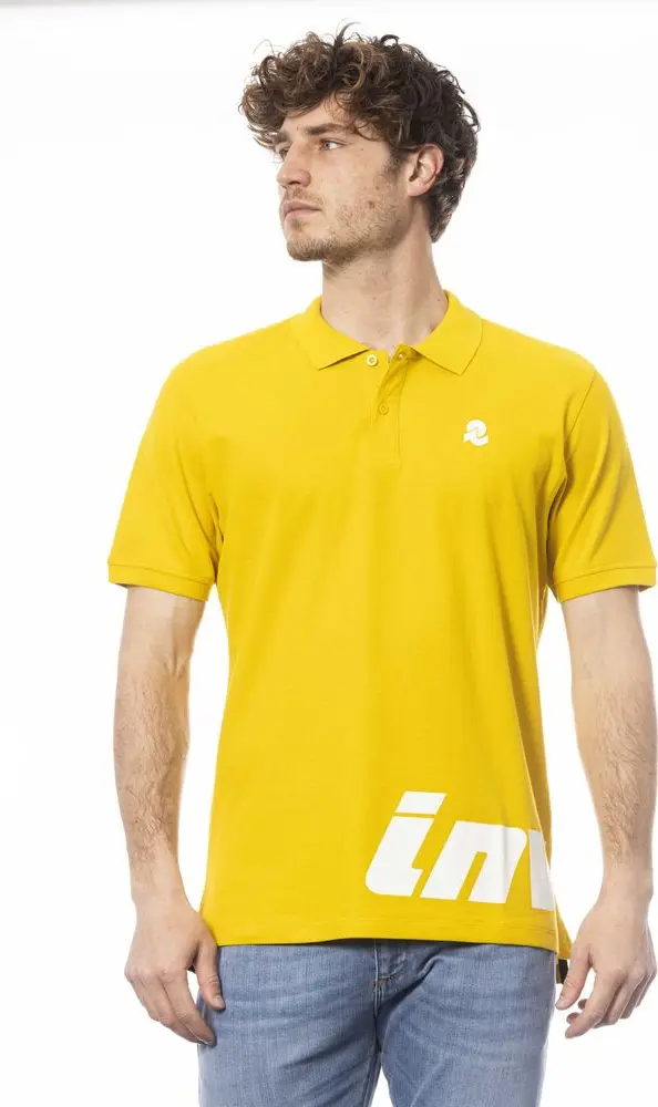 Yellow Cotton Men Polo Shirt