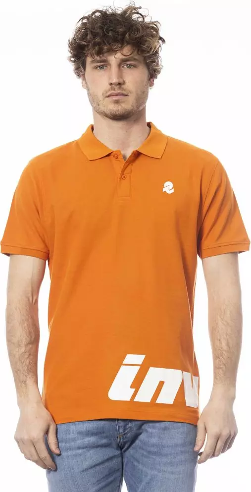 Orange Cotton Men Polo Shirt