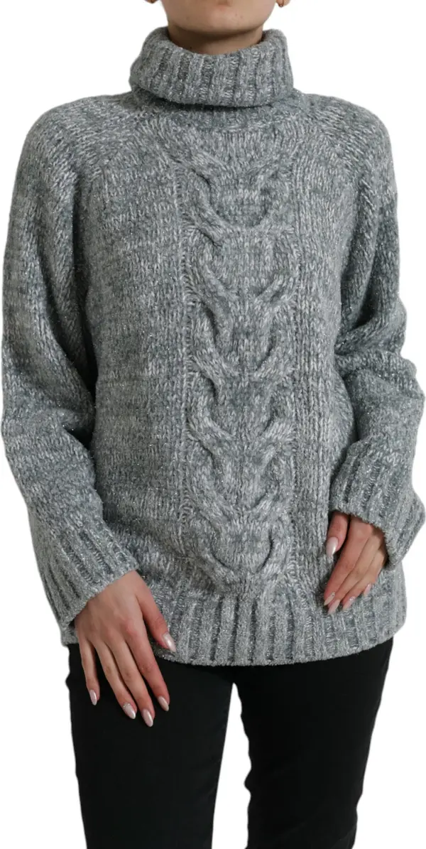 Gray Cashmere Turtle Neck Pullover Sweater