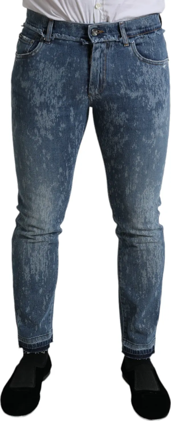 Blue Washed Skinny Cotton Stretch Denim Jeans