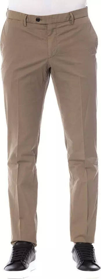 Brown Cotton Men Trouser
