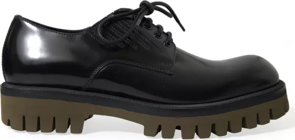 Black Leather Lace Up Derby Men Dress Shoes