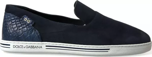 Blue Suede Caiman Loafers Saint Tropez Shoes