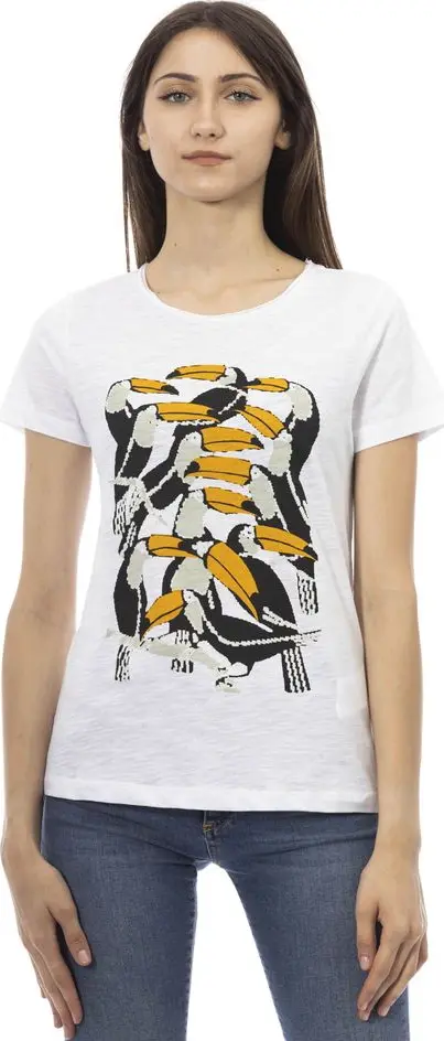 White Cotton Women T-Shirt