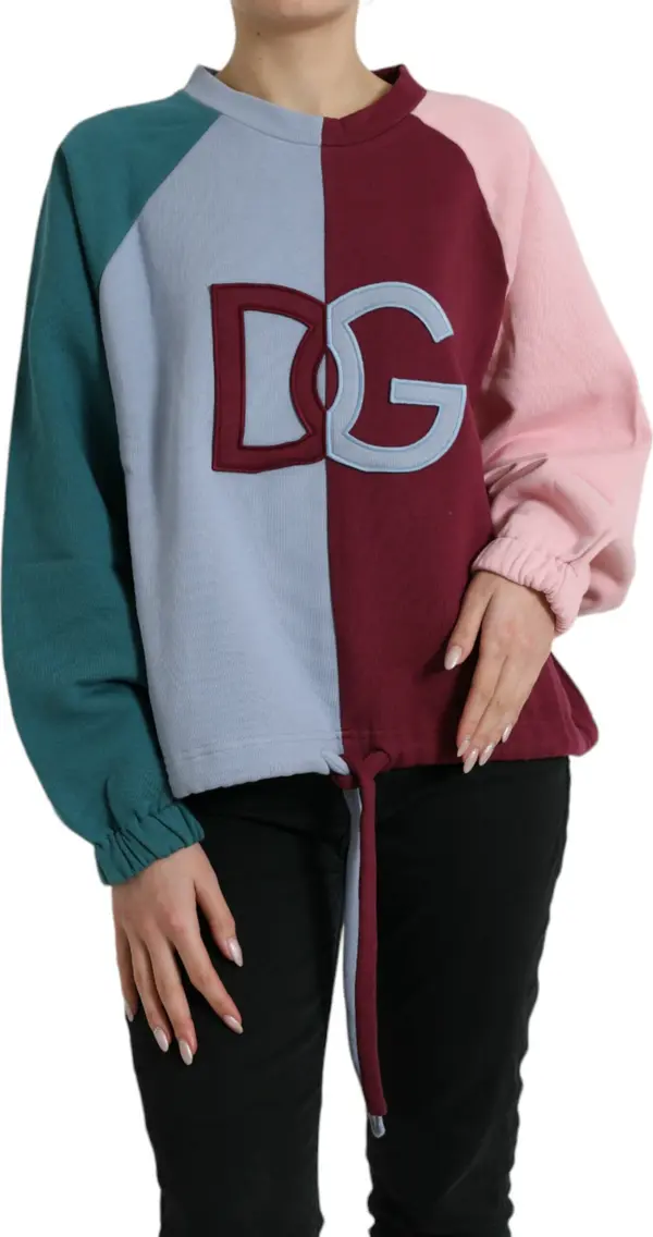 Multicolor Cotton Crewneck Pullover Sweater