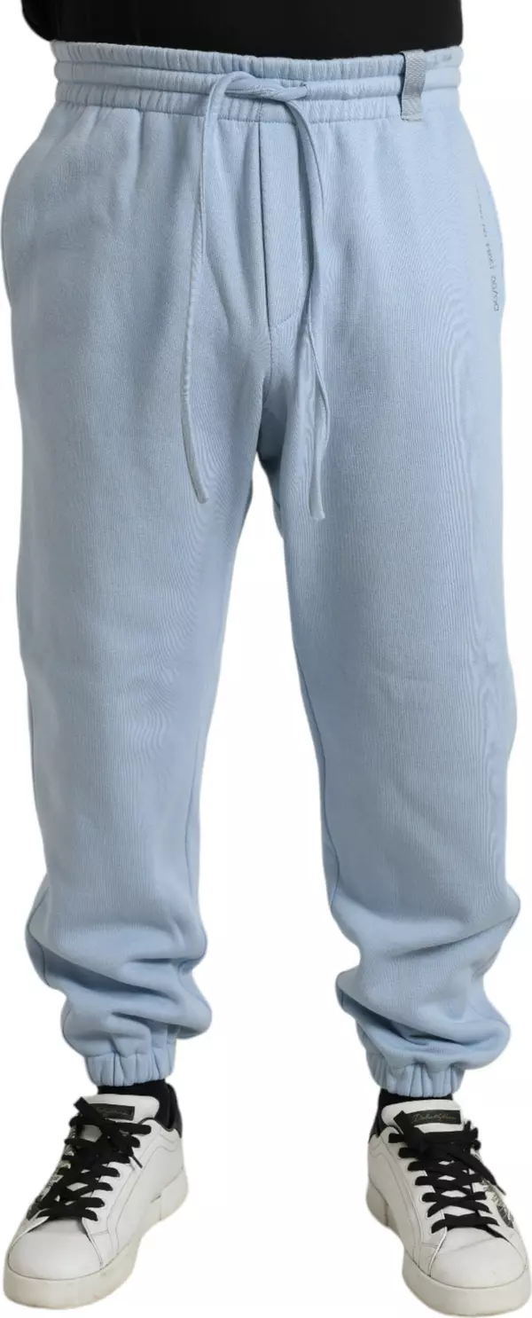 Light Blue Cotton Sweatpants Men Jogger Pants