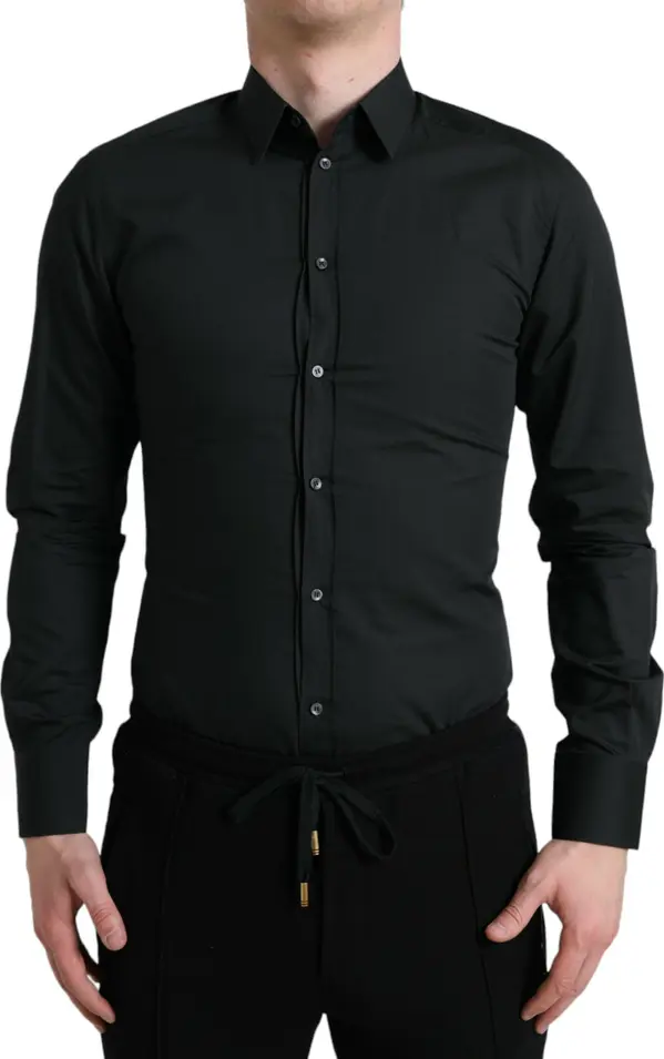 Black Cotton Silk Formal GOLD Dress Shirt