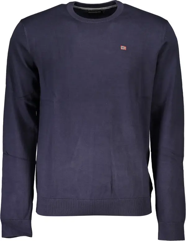 Blue Cotton Men Sweater
