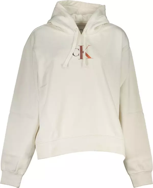 White Cotton Women Sweatshirt