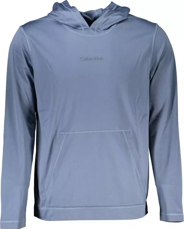 Blue Polyester Men's Hooded Sweater