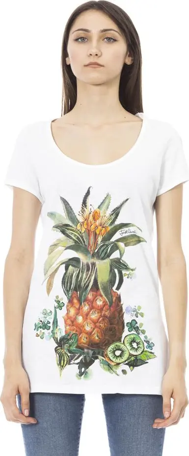White Cotton Women T-Shirt