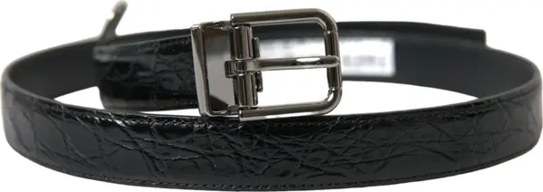 Black Leather Silver Metal Buckle Belt