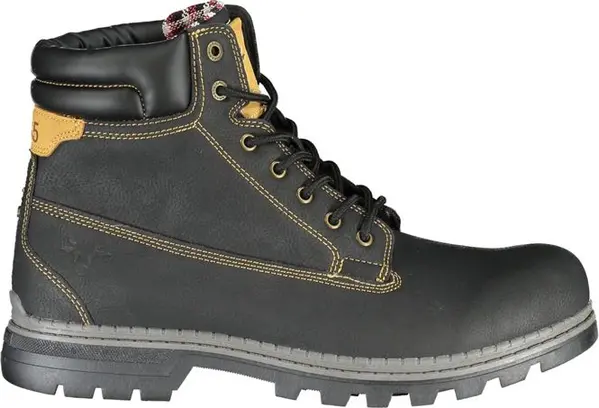 Black Polyurethane Men Ankle Boot
