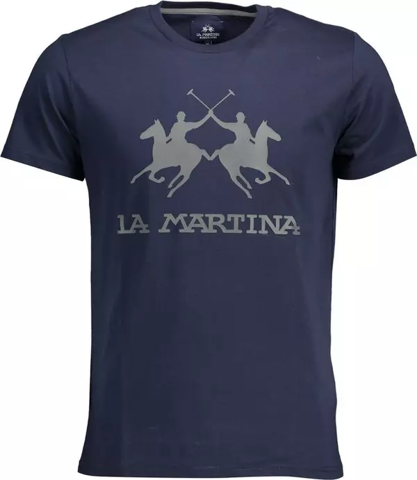 Chic Crew Neck Cotton Tee in Blue