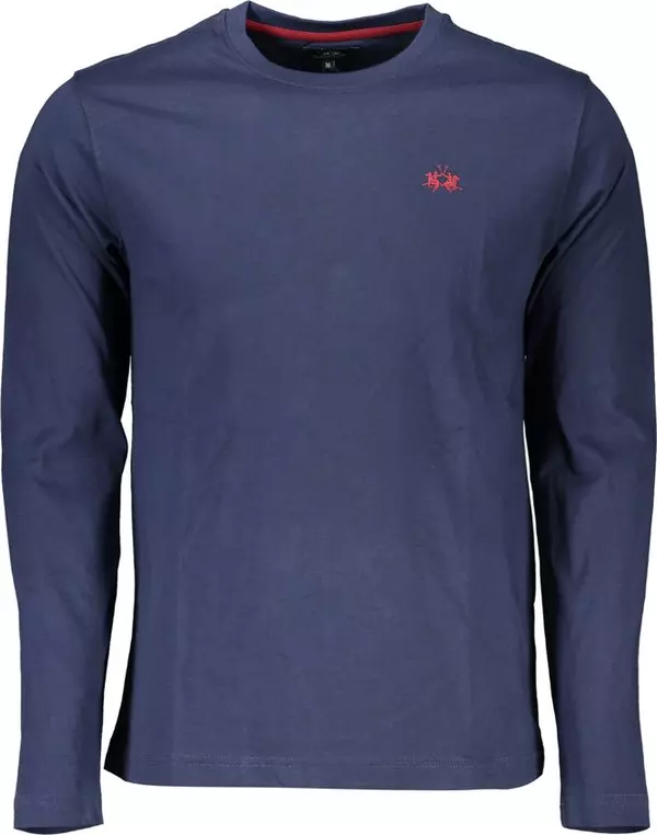 Regal Blue Crew Neck Embroidered Tee
