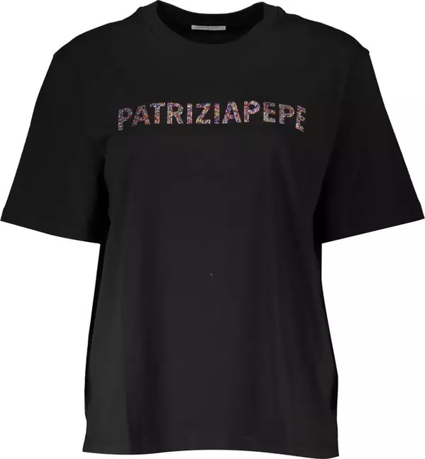 Black Cotton Women T-Shirt