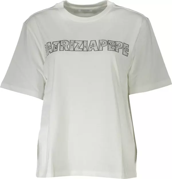 White Cotton Women T-Shirt