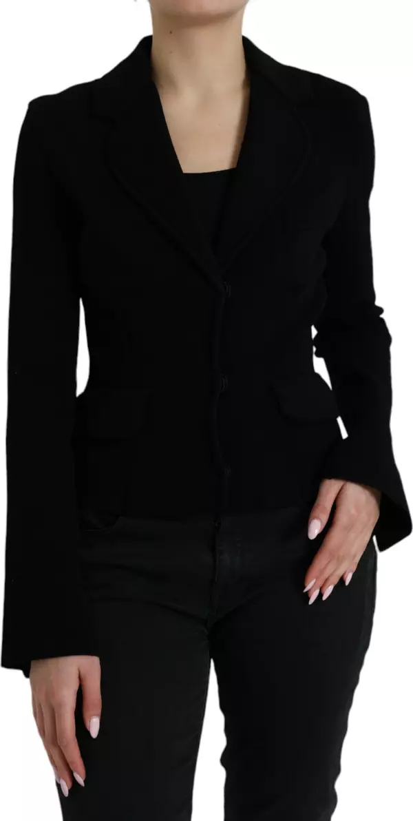 Black Viscose Single Breasted Blazer Jacket